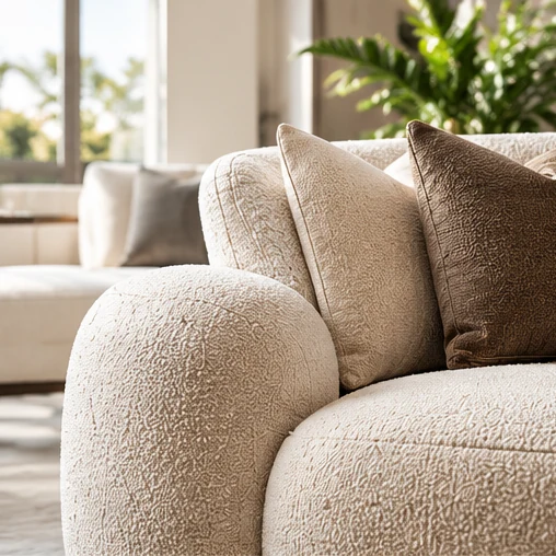 Close-up illustrative image of finely upholstered residential seating